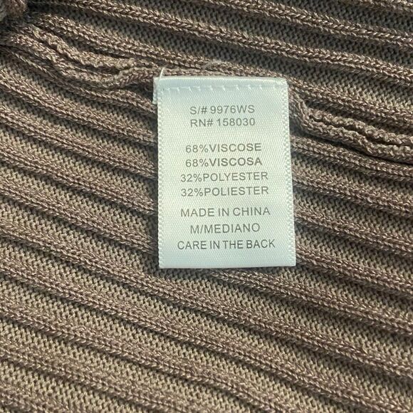 LOVE TREE Long Sleeve Ribbed Knit Mini Dress Size M Taupe V-Neck Stretch - Picture 6 of 7